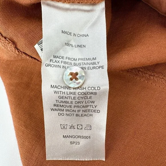 Quince Terracotta Orange Linen Sleeveless Swing Mini Dress sz S Women's NWT - Picture 5 of 6